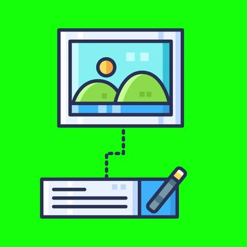 Artificial intelligence animated icons with chroma key background.