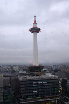 Kyoto, Japan - June 2026: Kyoto Tower viewed during daytime near Kyoto Station