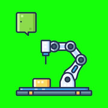 Artificial intelligence animated icons with chroma key background.