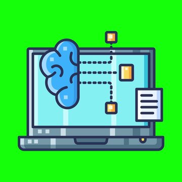 Artificial intelligence animated icons with chroma key background.