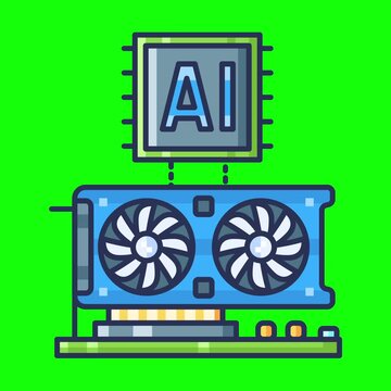 Artificial intelligence animated icons with chroma key background.
