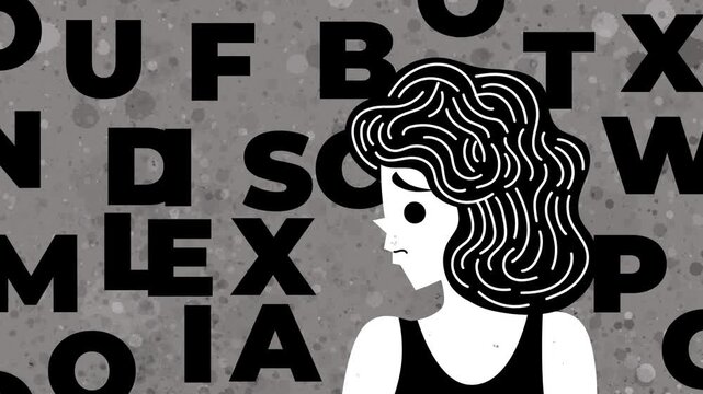 woman with dyslexia seeing jumbled letters