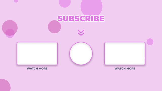 YouTube end screen template with pink soft bokeh background