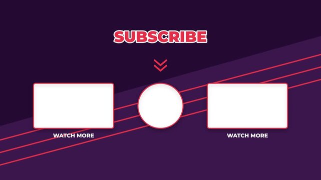Youtube end screen template with subscribe button animation