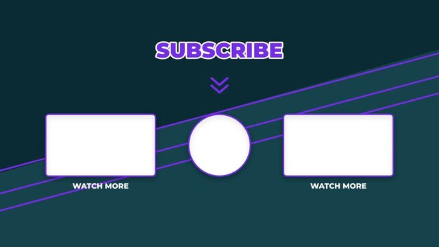 Youtube end screen template with subscribe and watch more