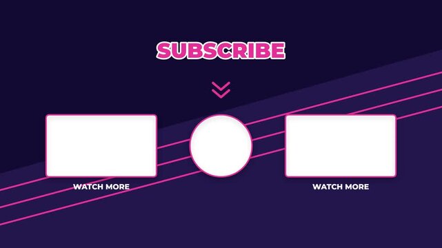 Neon end screen youtube template with subscribe button