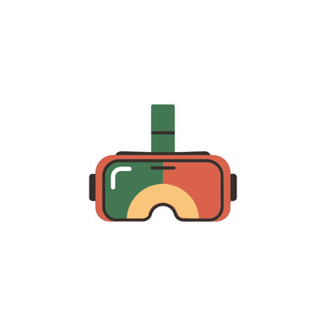 Minimalist flat vector icon of a virtual reality headset for digital technology concepts.