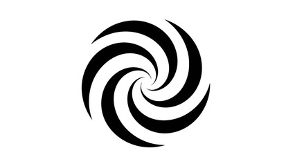 A striking black and white abstract spiral graphic design with a hypnotic, swirling vortex effect. © Bejo