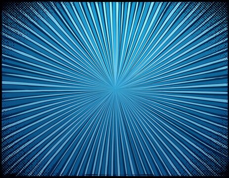 abstract blue striped retro comic background with halftone corners