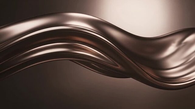A smooth and elegant wave of liquid bronze metal flowing across a dark background