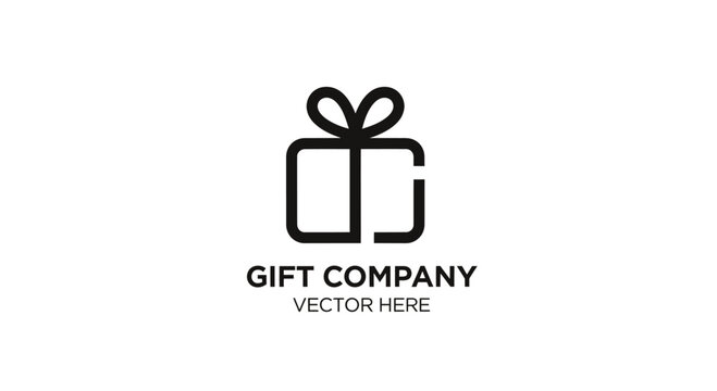 Minimalist gift box logo for delivery services.
