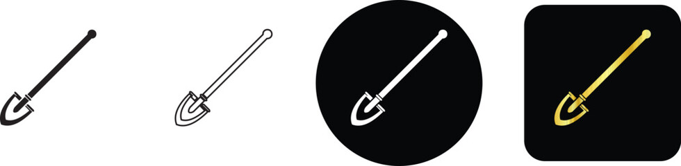 Long handle shovel spade icon set for digging soil and farming layout © Nusrat
