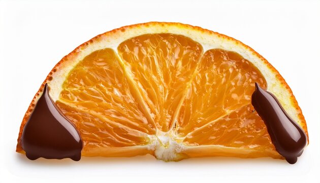 chocolate dipped orange wedges isolated on transparent or white background