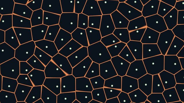 Abstract Particle Network Forming Cellular Structure with Luminous Connections on Dark Background