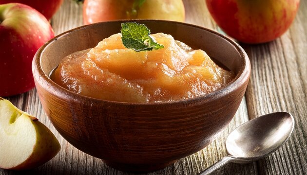 homemade applesauce selective focus