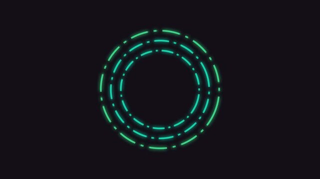 Neon countdown timer with glowing digital circle graphics