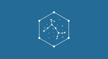 White constellation hexagon map on blue background © Kumala