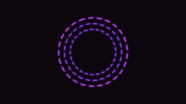 Neon countdown timer with purple glowing dashed circle