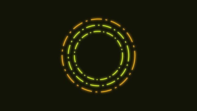 Neon glowing countdown timer with yellow circular frame