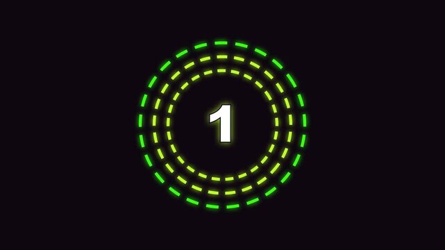 Neon glowing countdown timer with rotating dashed circles