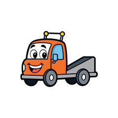 Naklejka premium Tow truck character smiling happily.