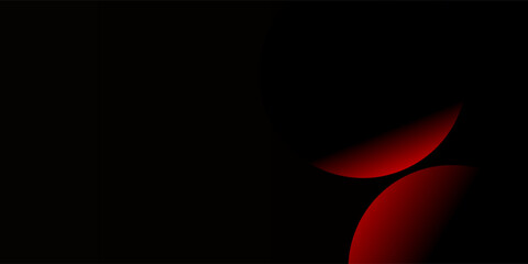 Abstract dark red planets or spheres with gradient shadows on a black background. Futuristic minimalist space concept. © Shaqila