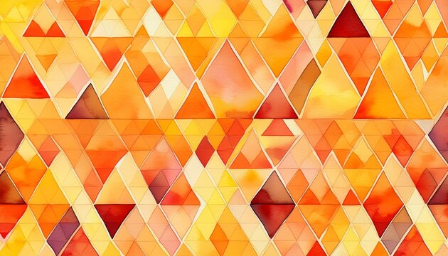 watercolor yellow and orange triangles pattern wallpaper