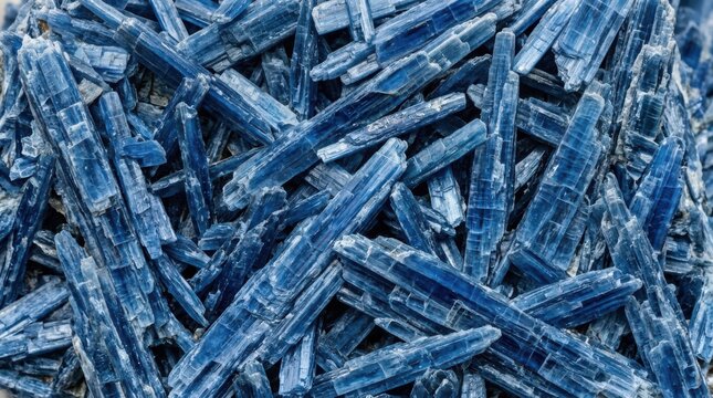 Raw Blue Kyanite Crystal Cluster Mineral Specimen for Geological Study and Metaphysical Healing Practices Close Up Texture Background