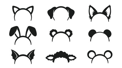 Fototapeta premium Black Cat and Animal Headbands.