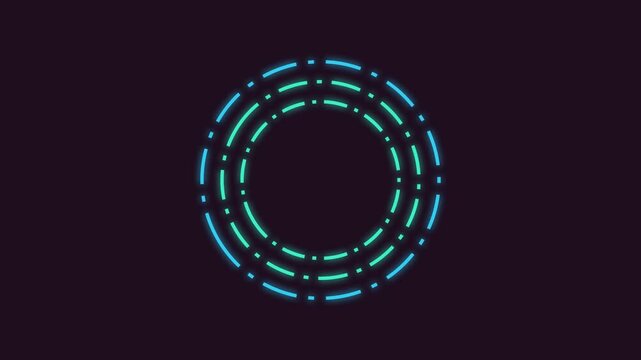 Neon glowing digital countdown timer with circular interface