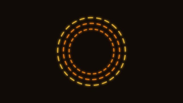 Neon glowing circular countdown timer with dashed lines