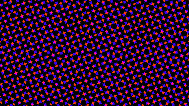 Abstract dark background with dense red and blue dotted pointillism pattern, abstract