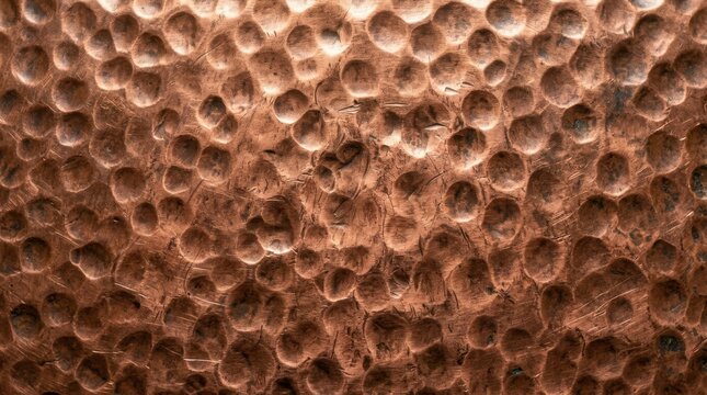 Hammered Copper Metal Texture Background with Handcrafted Dimpled Surface Pattern for Industrial Design and Rustic Interior Decor Projects