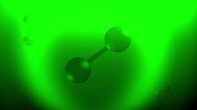  A Chlorine Molecule Spinning on Green Cinematic Background