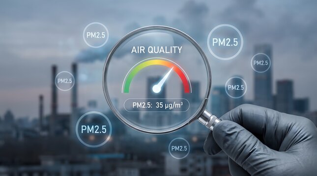 Air quality monitoring with pm2.5 sensor and industrial background