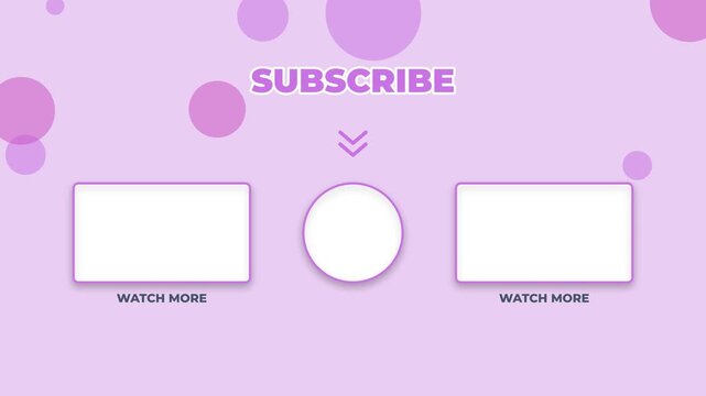 YouTube end screen template with pink circles and subscribe