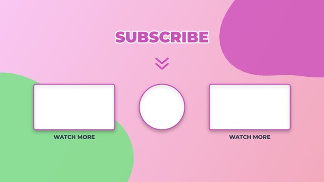 Youtube end screen template with subscribe and watch more