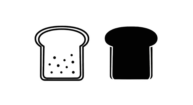 Vector illustration of bread slice icon set, vector illustration of toast bread a transparent background