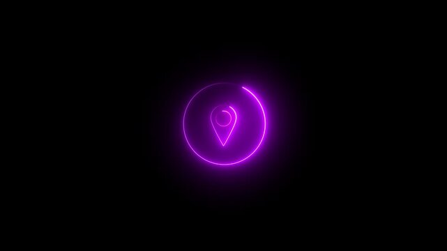 Abstract location icon fast tracking map pin icon animation on.levitating location pin icon animation transparent.4k