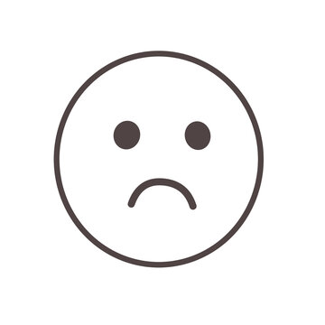 Hand drawn sad face emoticon doodle line icon