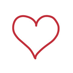 Hand drawn red heart doodle line icon