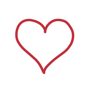 Hand drawn red heart doodle line icon