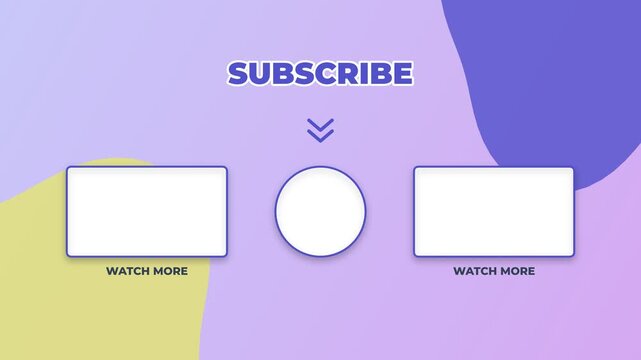 Youtube end screen template with subscribe button and video placeholders