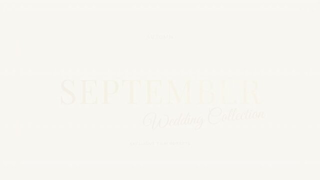 Animated September autumn wedding collection typography with elegant gold text