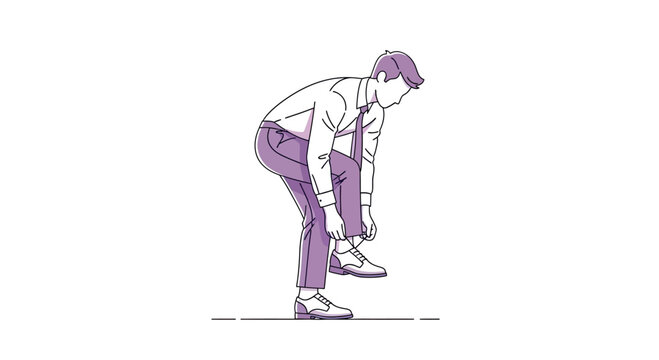 Man wearing formal attire bends to tie shoelaces on classic dress shoes