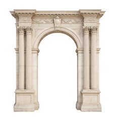 Obraz premium Classic stone arch PNG with intricate details on a transparent background.