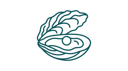 Blue line art of an open oyster pearl. © Sendal