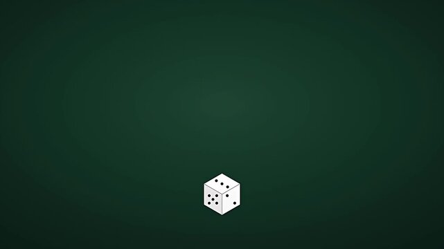 White six-sided die resting on a smooth dark background symbolizing chance luck game play probability concept rolling dice for casino entertainment