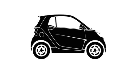 Fototapeta premium Vector illustration of black silhouette of a small city car on a transparent background