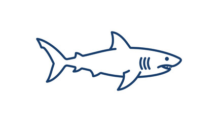 Fototapeta premium Swimming predatory shark silhouette icon.